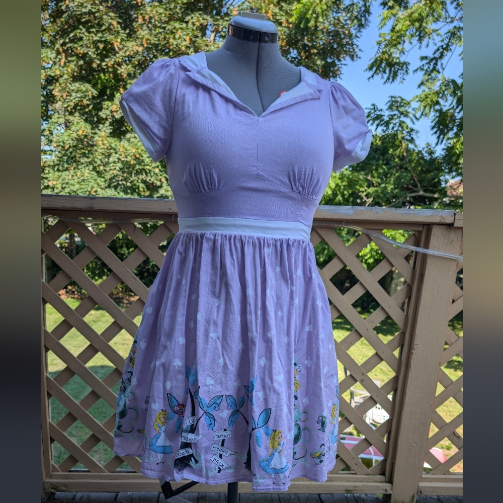 Disney Alice In Wonderland Purple Embellished Flare Dress